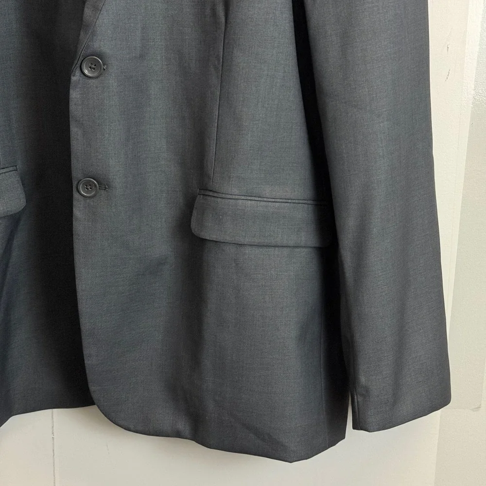 Bespoke Mens 56R Charcoal Grey 2 Button Blazer Jacket Notch Lapel Suit Coat